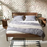 solid wood bed light in walnut with the clip side table, top view