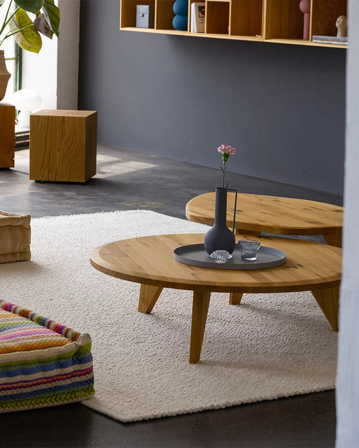 ur Couchtische aus Holz Eiche Wild in unterschiedlichen Höhen