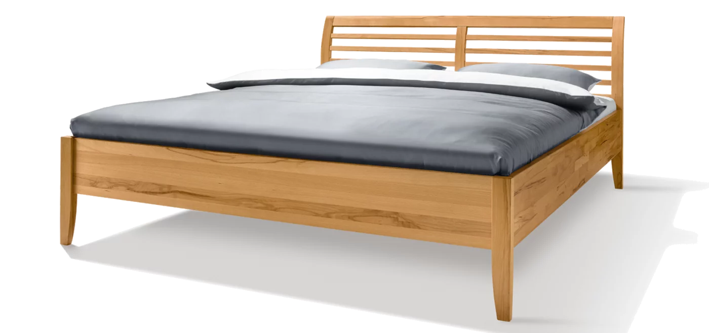 Massivholzbett mit Kopfhaupt Sprossen Massivholzbett sesam in Erle mit Kopfhaupt Sprossen