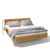 times Bett mit Nachtkonsole in Eiche Wild Vollholz