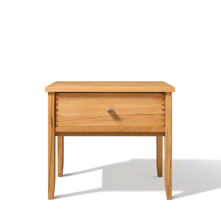 bedside cabinet sesam in beech with visible finger joints, front view
