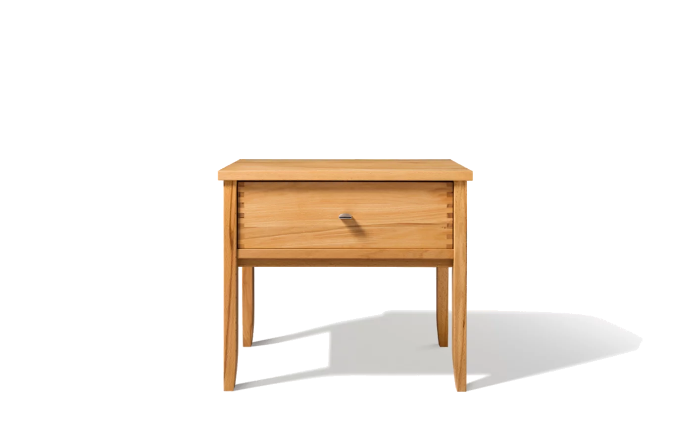 bedside cabinet sesam in beech with visible finger joints, front view