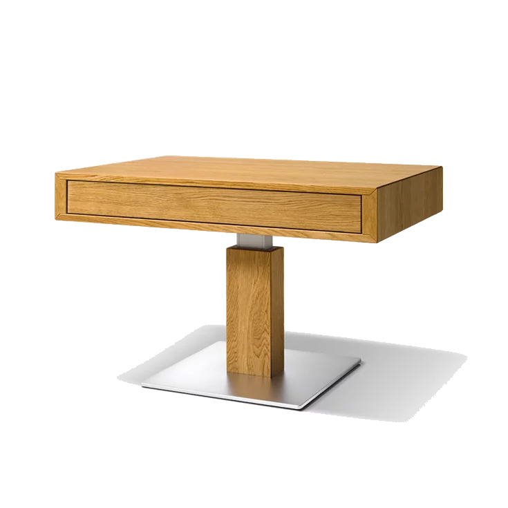 minimalist adjustable lift coffee table in oiled oak