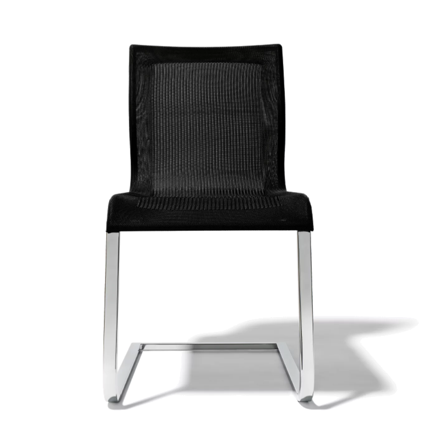 magnum cantilever chair in Stricktex with shiny base frame, front view