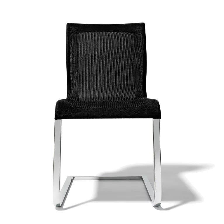 Freischwinger Stuhl magnum aus Stricktex mit Fußgestell glänzend, Frontalansicht
