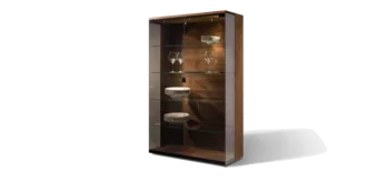 nox bedside cabinet in solid walnut, front view
