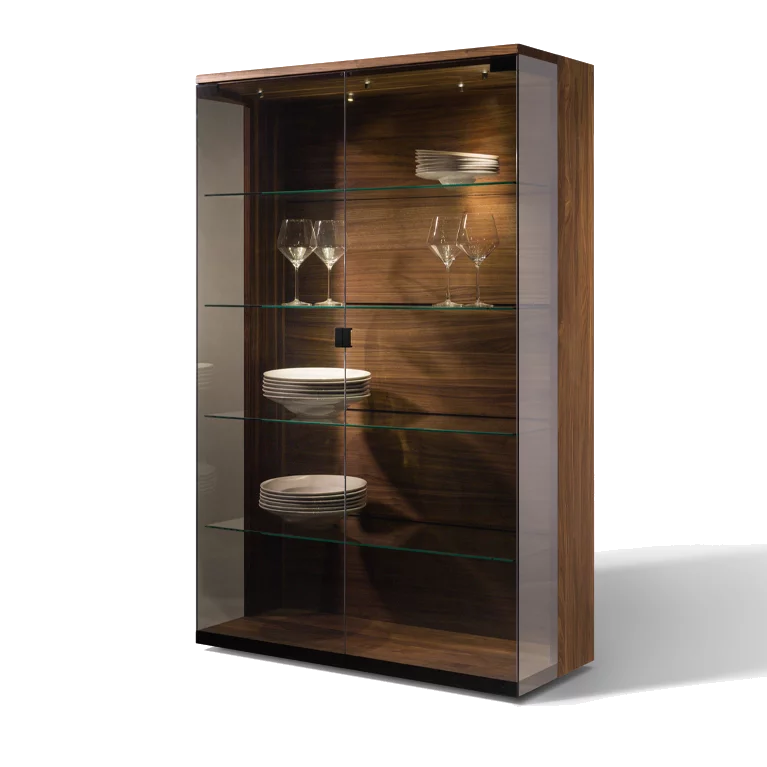 nox bedside cabinet in solid walnut, front view
