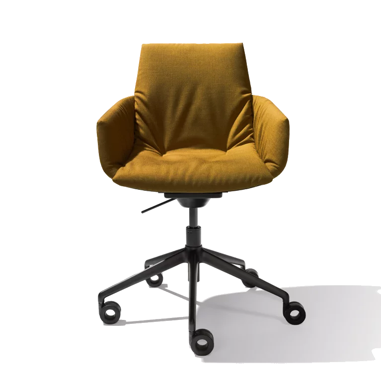 lui léger Homeoffice Schreibtisch Drehstuhl mit schwarzem Drehgestell auf Rollen