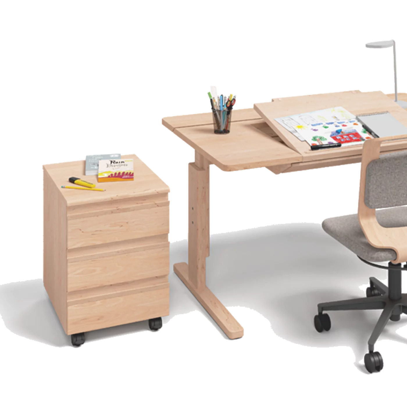 roll container kids with desk and chair in solid wood roll container kids with 3 drawers in combination with the children's desk and chair