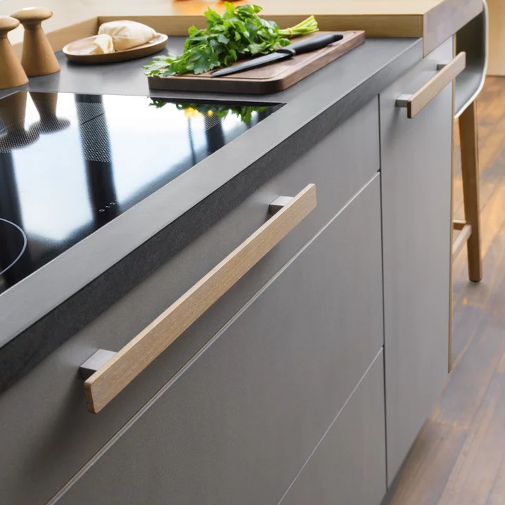 natural wood kitchen with wooden handles, ceramic fronts and worktop natural wood kitchen cera line in oak white oil with wooden handles, ceramic fronts and worktop