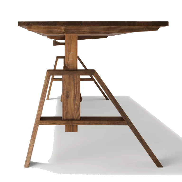 atelier desk height adjustable in solid walnut wood