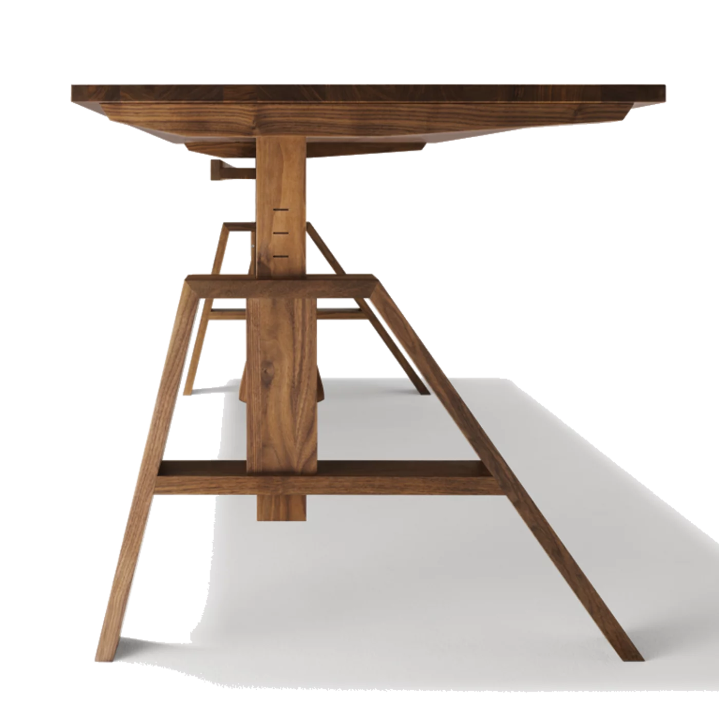 atelier Schreibtisch höhenverstellbar aus Massivholz Nussbaum