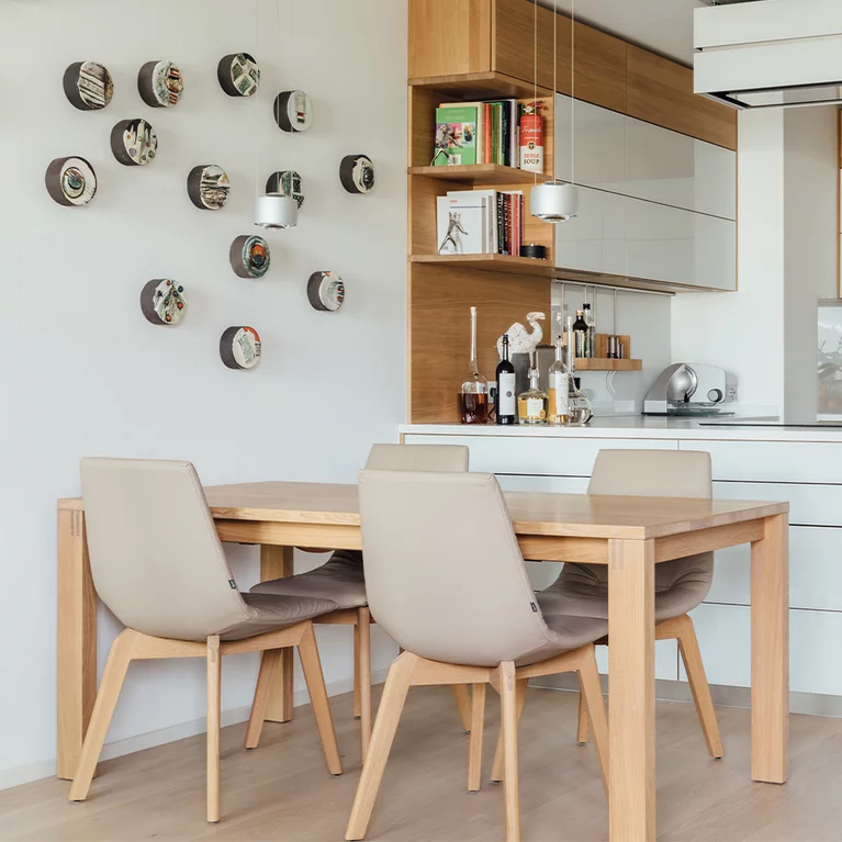 dining room table magnum extendable in oak white oil with comfortable lui chairs