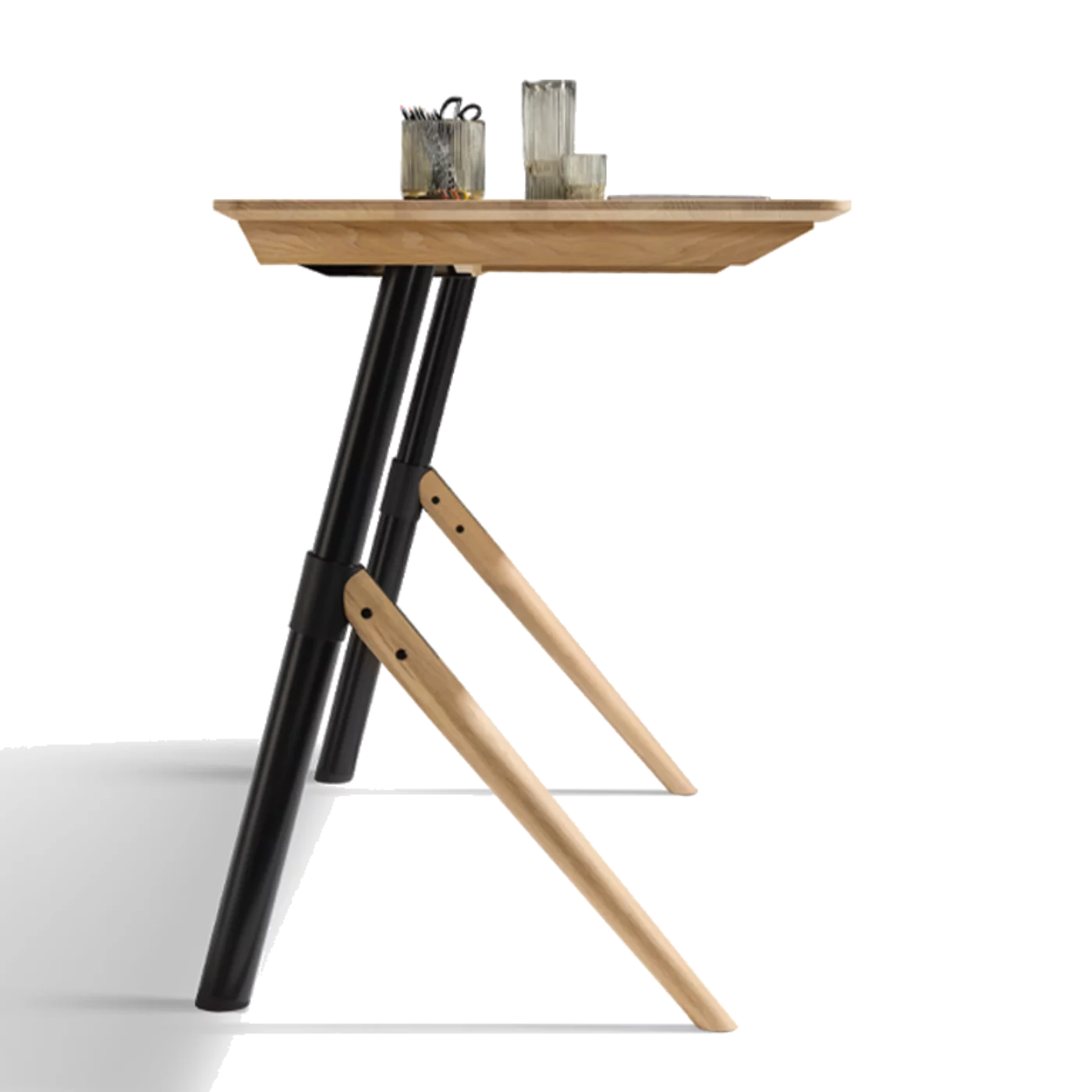 pisa desk is height adjustable and made of solid oak white oil