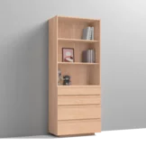 Kinderkleiderschrank mit Laden und praktischen Griffmulden in Erle Weißöl