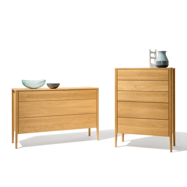 practical mylon bedside cabinet in solid oak with mylon bed, headboard and bed sides in fabric