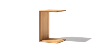 clip side table in solid wild oak, standing