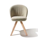 dining chair flor upholstered with swivel base, front view flor dining chair in fabric with swivel base in alder white oil, front view