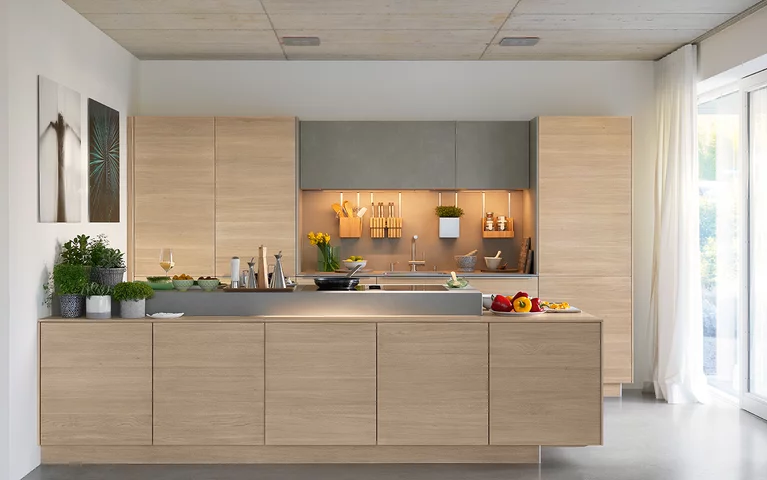 timeless filigno solid wood kitchen in oak white oil with ceramic fronts