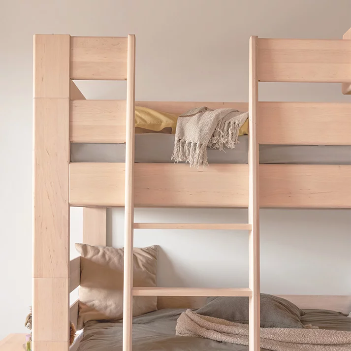 Etagenbett kids in Erle Weißöl massiv mit Brüstung