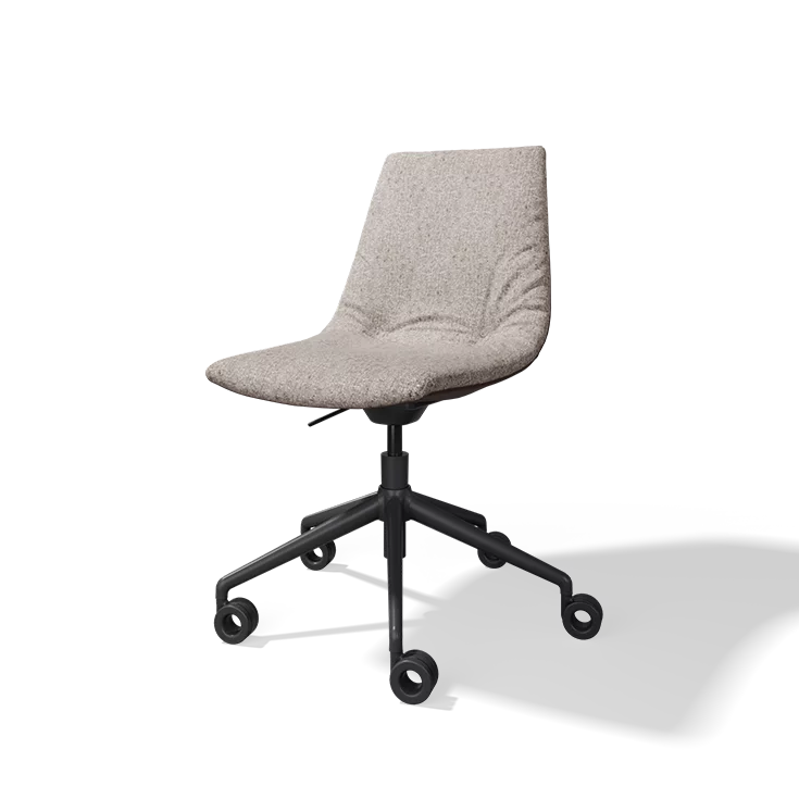 lui office swivel chair in fabric on black matt swivel base with castors