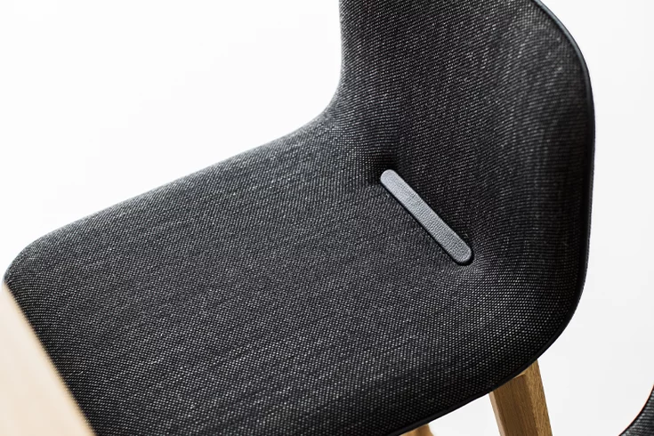bar stool ark walnut, seat shell fabric detail picture