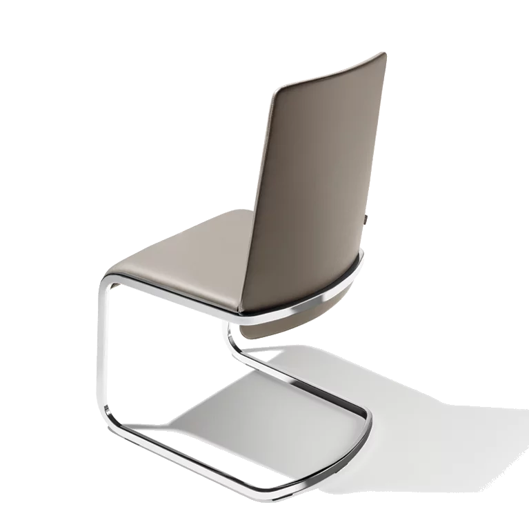 dining chair f1 cantilever chair, upholstered with base frame in polished stainless steel