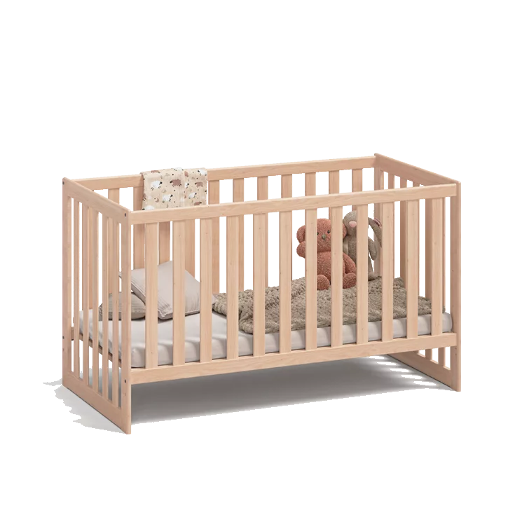 solid wood cot with height-adjustable slatted frame kids cot in alder white oil made of solid wood with height-adjustable slatted frame