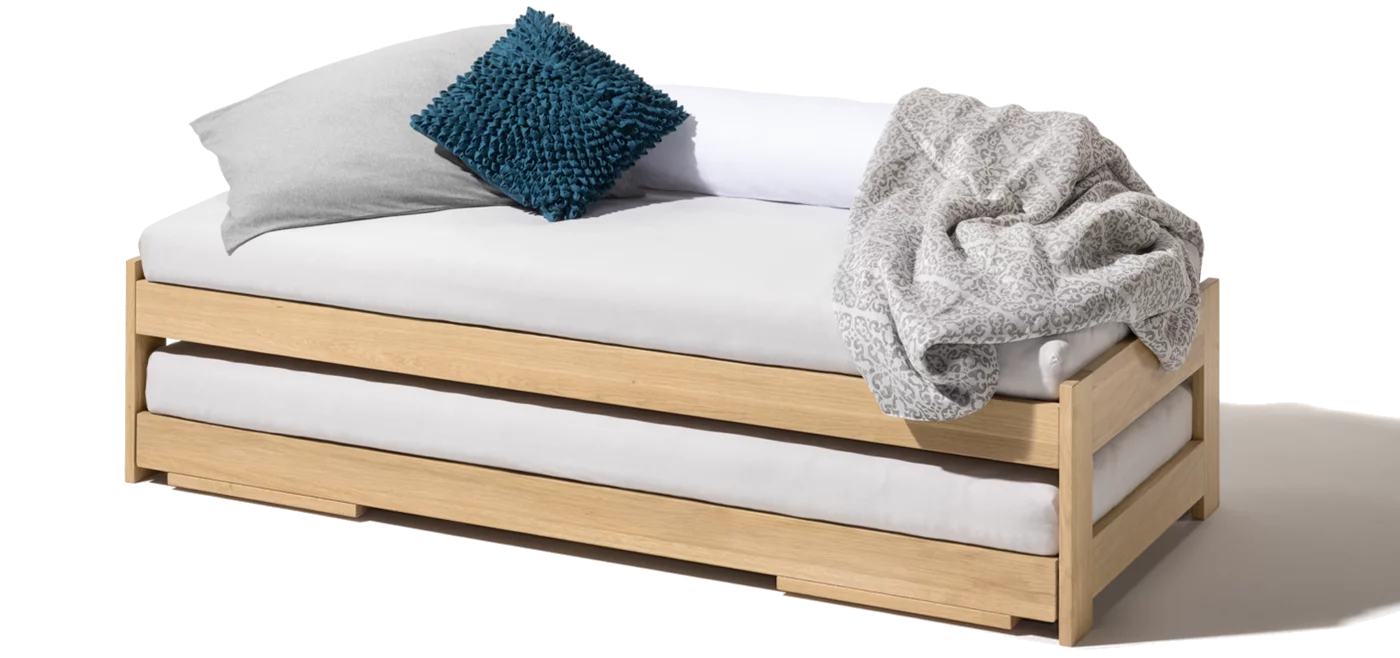 tandem bed in white solid oak