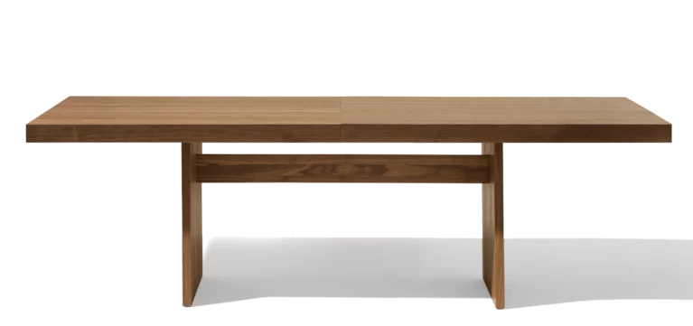 extendable dining table tema made of wood in walnut, side view