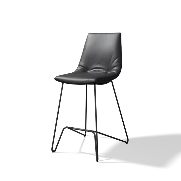 lui bar stool in leather with black wire frame