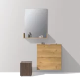 detailed view of a cubus wardrobe panel with metal folding hooks in oak white oil