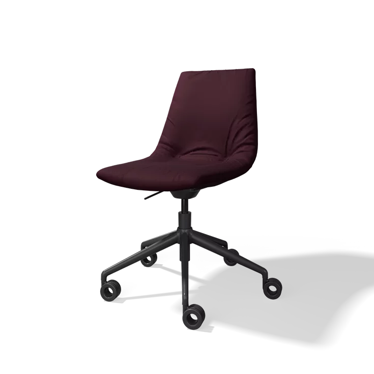 lui Schreibtischstuhl in Stoff auf Drehgestell schwarz matt mit Rollen