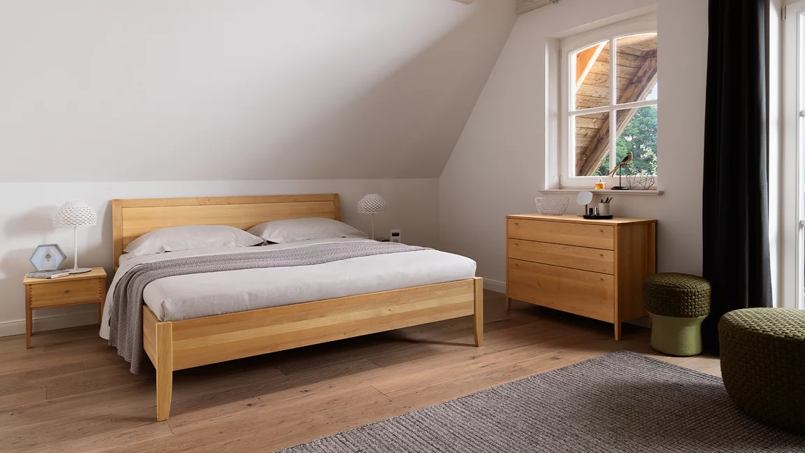 sesam bedside cabinet in solid alder together with the sesam bed and the chest of drawers