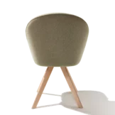 flor dining chair in fabric with swivel base in alder white oil, back view