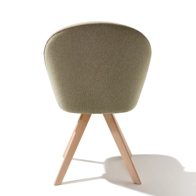 dining chair flor upholstered with swivel base, back view flor dining chair in fabric with swivel base in alder white oil, back view