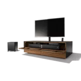 home entertainment TV unit in solid walnut with drawers and flap