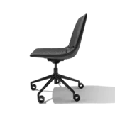 lui office swivel chair in leather on black matt swivel base with castors