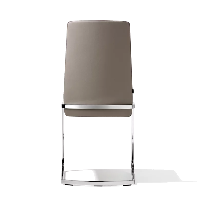dining chair f1 cantilever chair, upholstered with base frame in polished stainless steel, side view