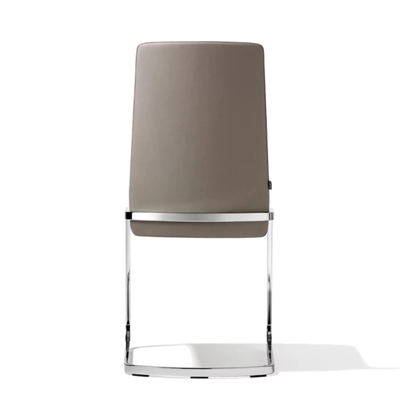 dining chair f1 cantilever chair, upholstered with base frame in polished stainless steel, side view