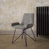 komfortabler Esstischstuhl lui plus mit Sitzschale aus Stoff und Drahtgestell in schwarz matt