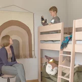 Etagenbett kids in Erle Weißöl massiv mit Spielecke