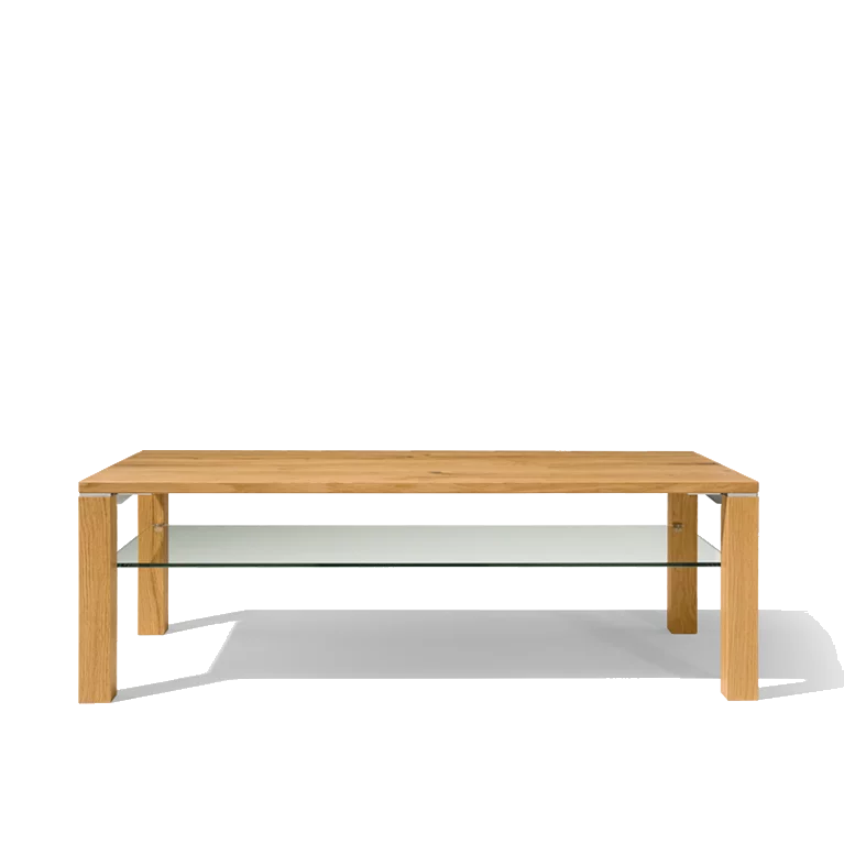 square coffee table cubus with storage space in solid wild oak