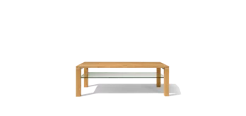 square coffee table cubus with storage space in solid wild oak