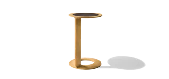 side table loup made of natural oak with leather in dark brown