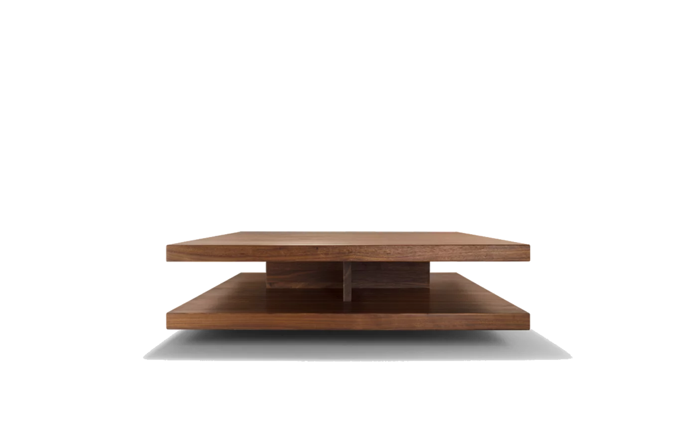 square coffee table c3 with storage space in solid walnut