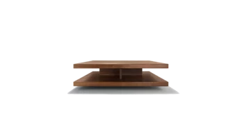 quadratischer Couchtisch c3 mit Stauraum in Vollholz Nussbaum