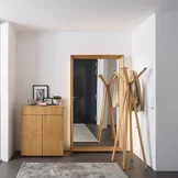 haiku mirror panel with hood coat rack and cubus pure hallway chest of drawers in solid oak