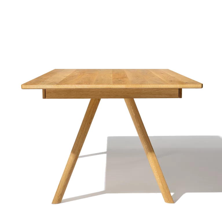 dining table taso wood extendable in wild oak with A-wood leg frame