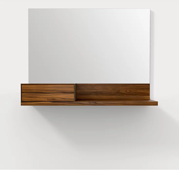 make up console riletto in walnut with large mirror